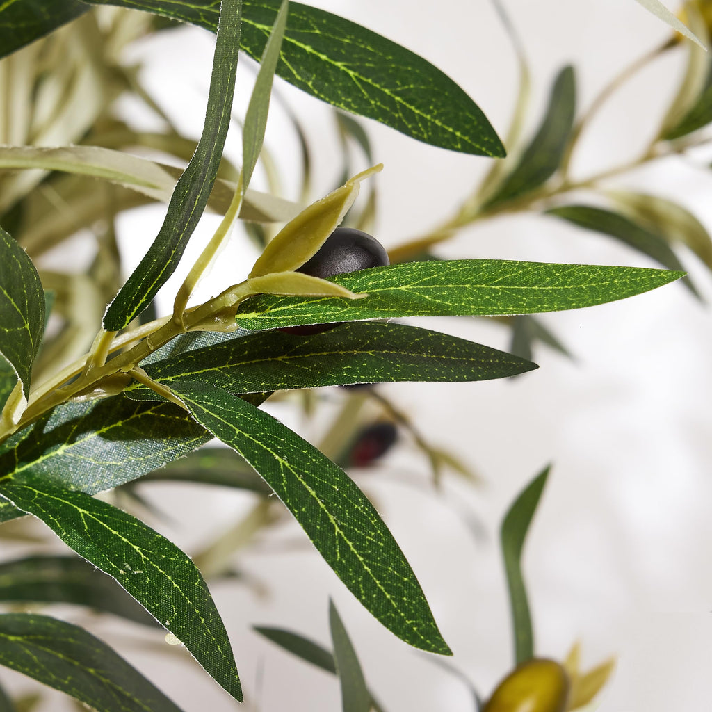 Faux Olive Tree, 5FT Artificial Olive Trees with Lifelike Olive Branches and Fruits, Fake Floor Plants with Pot for