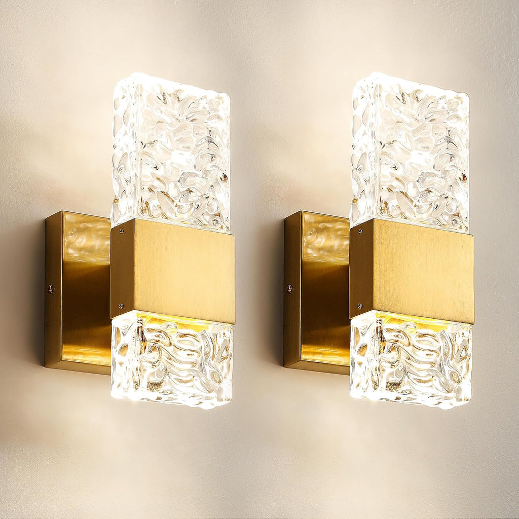 Gold Sconces Wall Lighting - Crystal Wall Sconces Set of Two Modern Bathroom Vanity Light Fixtures Hardwire Modern