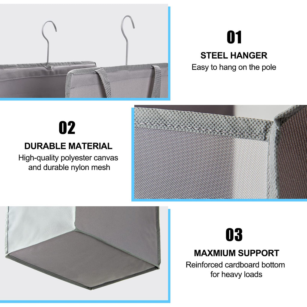 Hanging Laundry Hamper,2 Pack Grey Hanging Laundry Basket