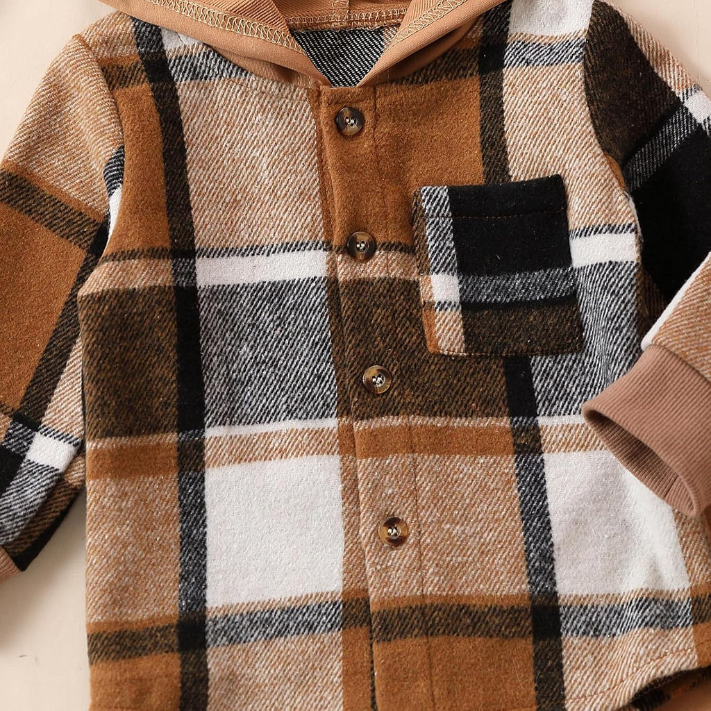 Toddler Unisex Baby Clothes Boys Girls Flannel Shirt Tops Plaid Hoodie Sweatshirt + Sweatpants Fall Winter Outfits