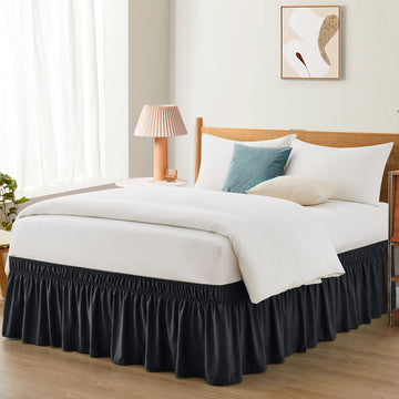 Black Wrap Around Bed Skirt, King Cal King 18-Inch Brushed Drop