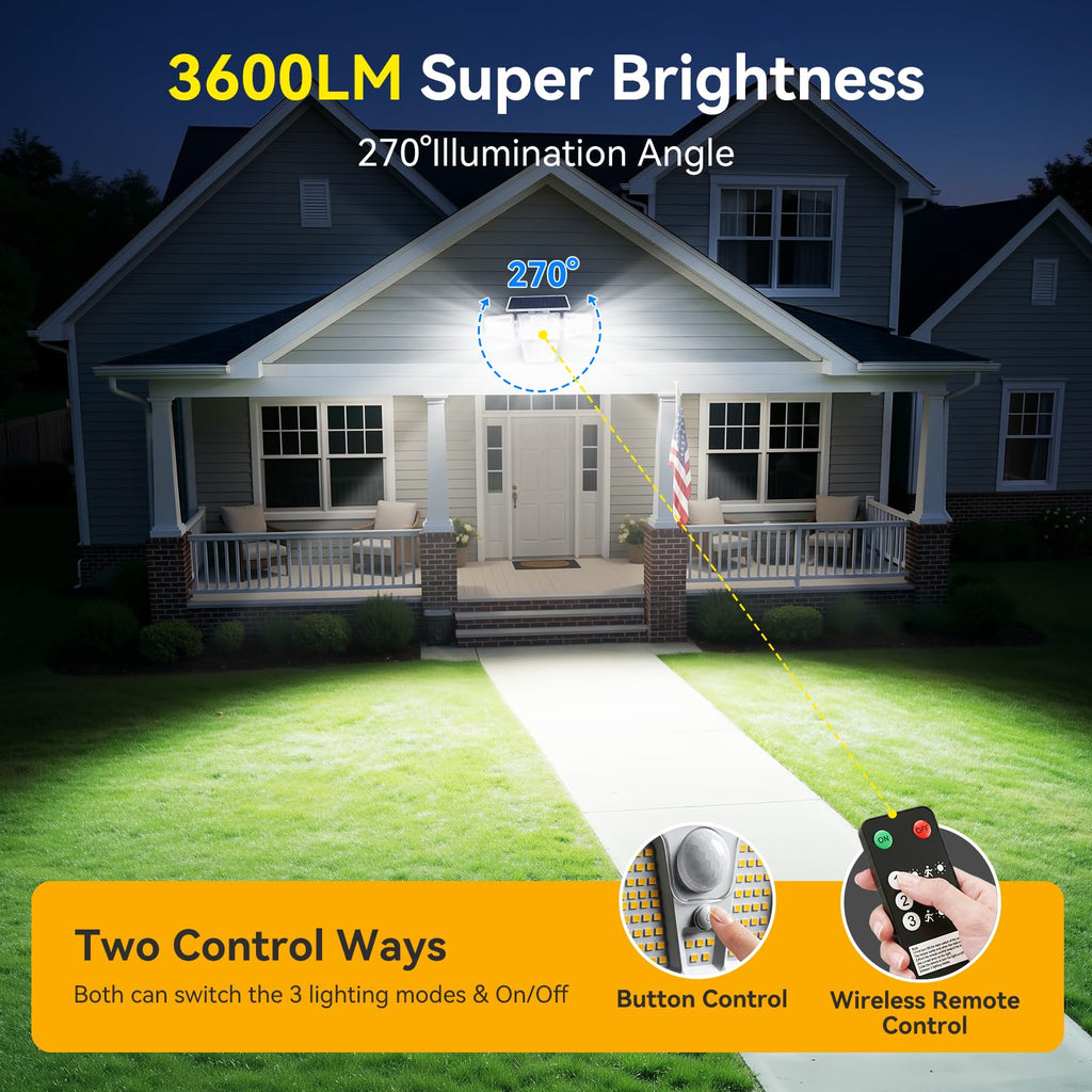 Solar Flood Lights Outdoor, White Motion Sensor Lights