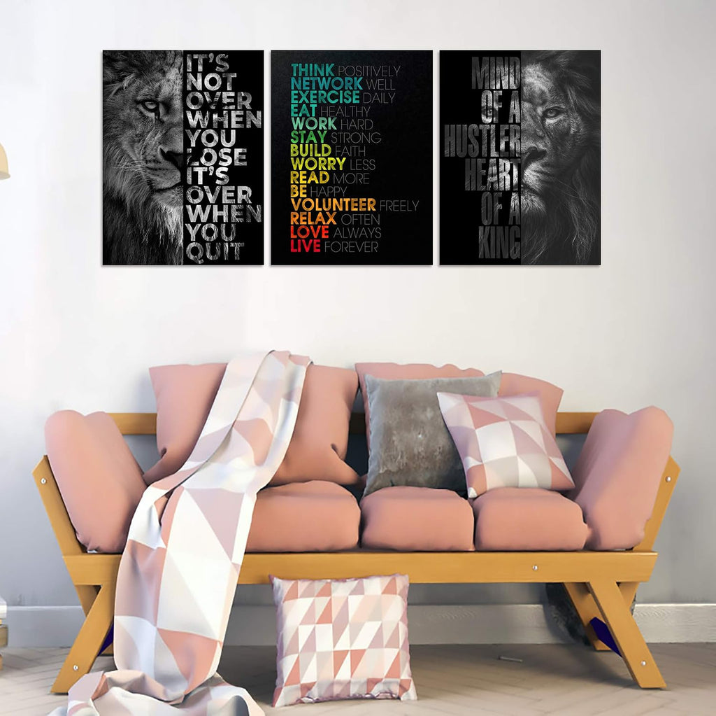 Motivational Office Wall Art Inspirational Canvas Wall Art Hustle Posters Wall Decor Print Entrepreneur Quote Wall
