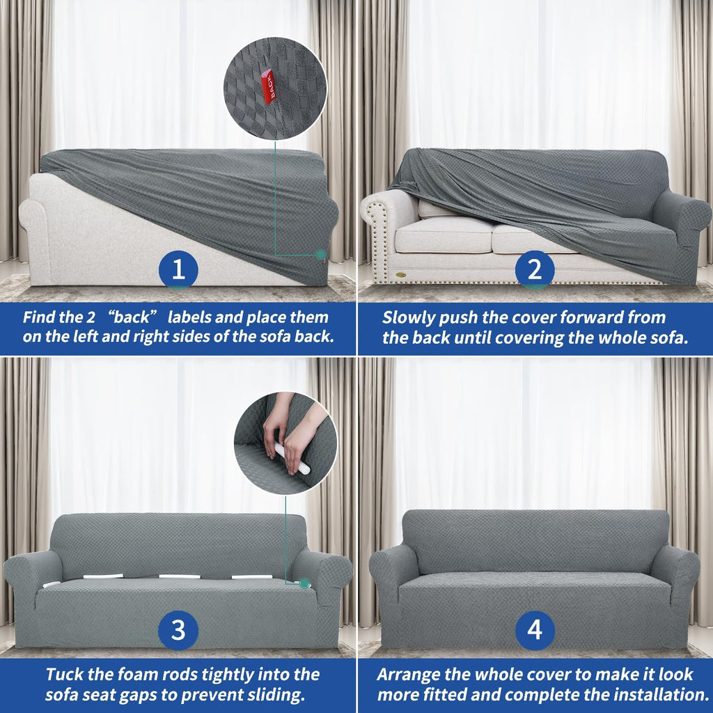 Couch Cover Latest Jacquard Design High Stretch Sofa Covers for 3 Cushion Couch, Pet Dog Cat Proof Slipcover Non Slip