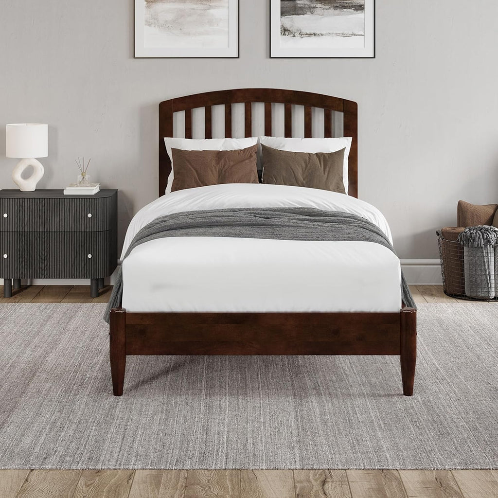 Quincy Twin XL Solid Wood Low Profile Platform Bed, Walnut