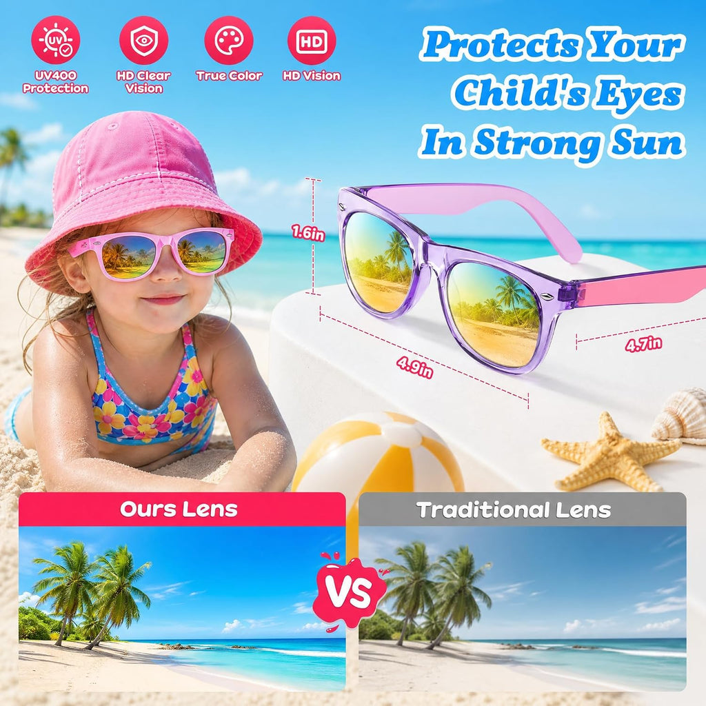 Kids Sunglasses Bulk - Party Favors for Boys Girls Ages 3-8, Neon Colors with UV 400 Protection