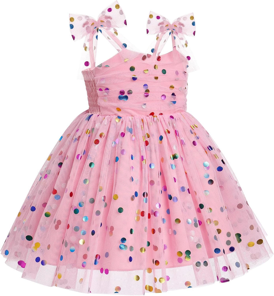 Toddler Baby Girl Birthday Princess Dress Shiny Confetti Boho Rainbow Cake Smash Photo Shoot Outfit for 1