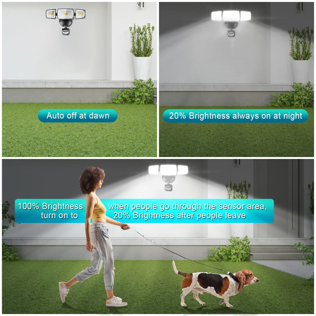 55W Plug in Flood Light Outdoor Motion Sensor Security Lights D2D Remote