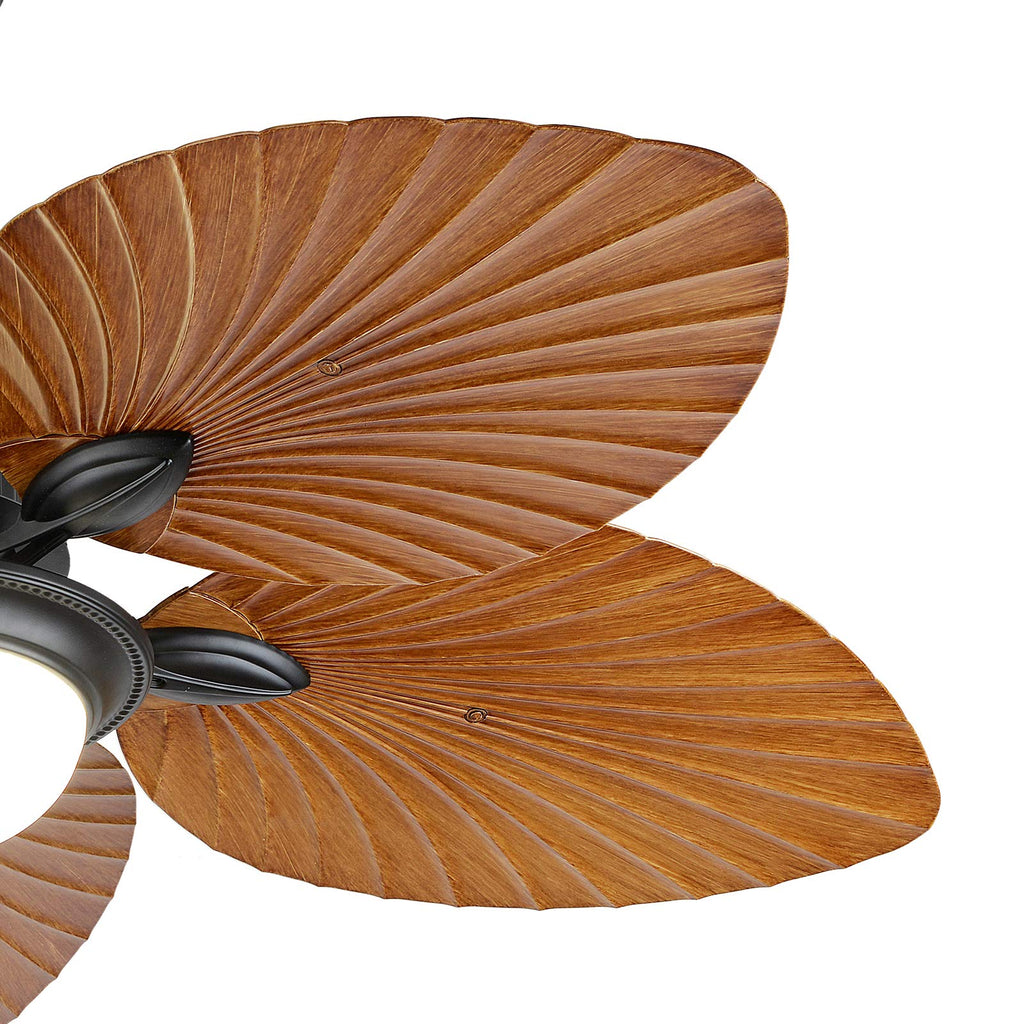 52" Palm Island Bali Ceiling Fan, Outdoor Ceiling Fan Remote Control with 5 Oil Brushed Bronze Palm Leaf, Farmhouse