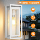 15" Large Outdoor Light Fixture Wall Mount, White Outdoor Sconce Lights, Modern Waterproof Exterior Porch Lights with Clear Glass Shade for Front Door, Garage, 1 Pack A123-B0D9VVSTDS