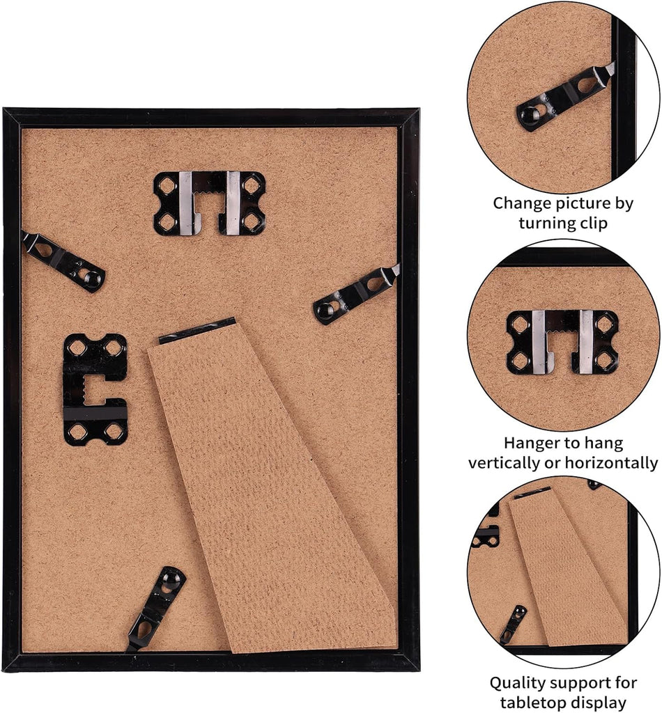 16 Pack Black Picture Frames for Multi Sizes Photos, Assorted Set Including Two 11x14, Two 8x10, Six 5x7, Six 4x6