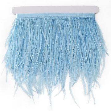 Ostrich Feather Trim Fringe, 4-6inch Width Feather Trimming Fringe Satin Ribbon for Dress Millinery Sewing - 2 Yards