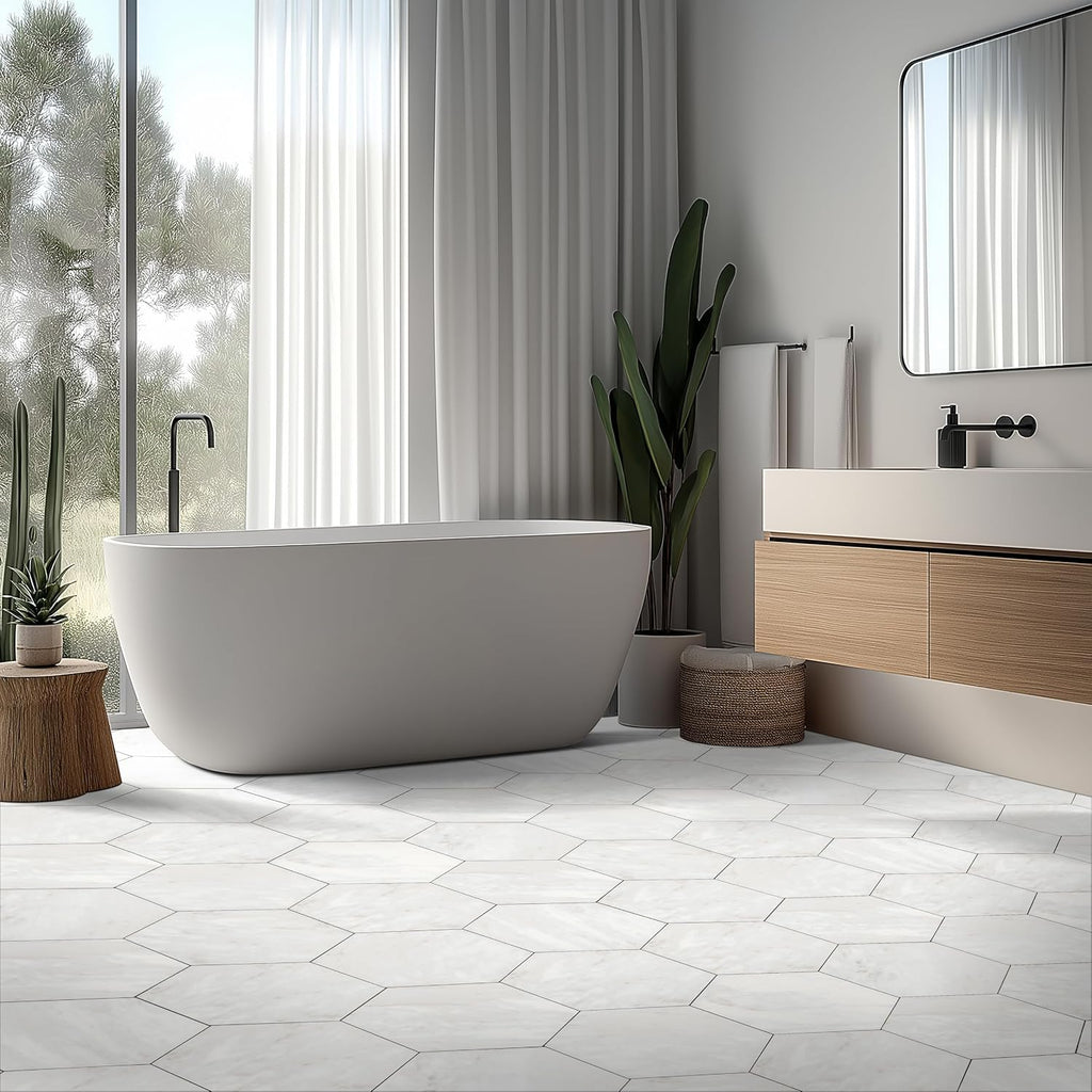 Modulo Alba 11 in. x 13 in. Matte Porcelain Hexagon Tile Flooring