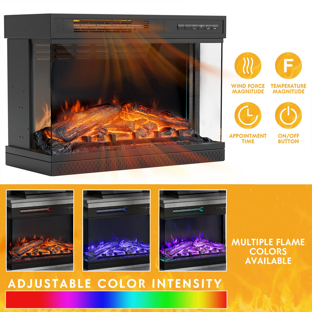 Up to 65", 3-Sided Glass, Wash Grey