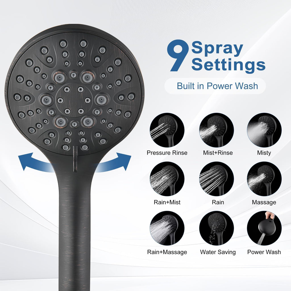 Rain Shower Head with Handheld Combo, Dual Shower System with Slide Bar, Adjustable Height, Brass Slide Bar &