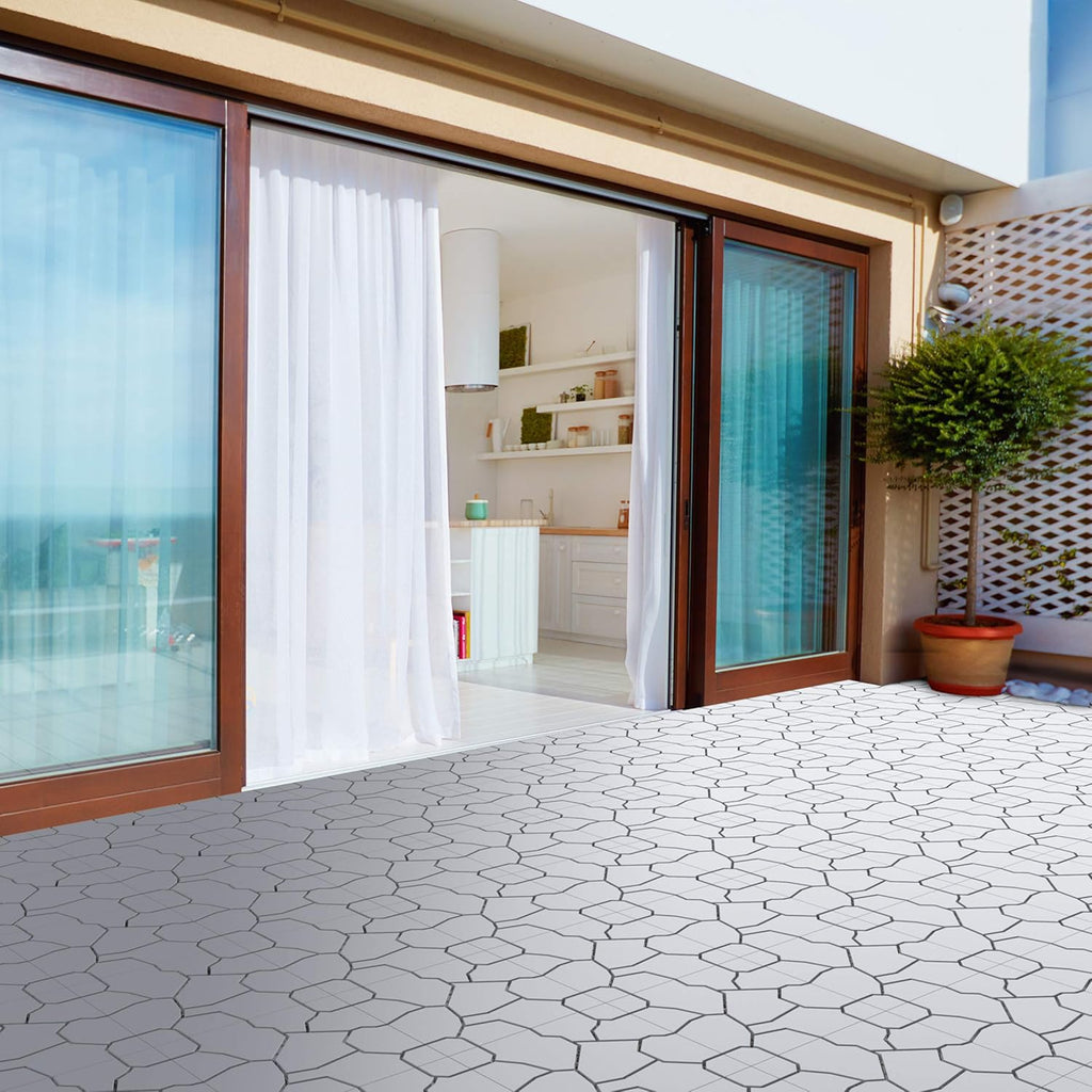 6-Pack Polypropylene Interlocking Patio Deck Tiles - Weather-Resistant Outdoor Flooring for Balcony, Porch, and Garage
