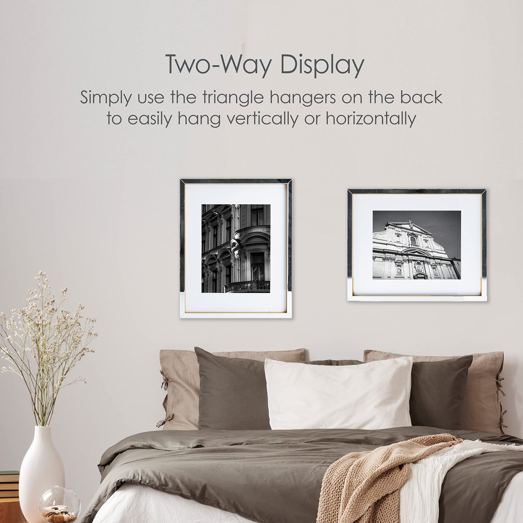 Gold Mirrored 16x20 Matted to 11x14 Picture Frames, Horizontal or Vertica Display