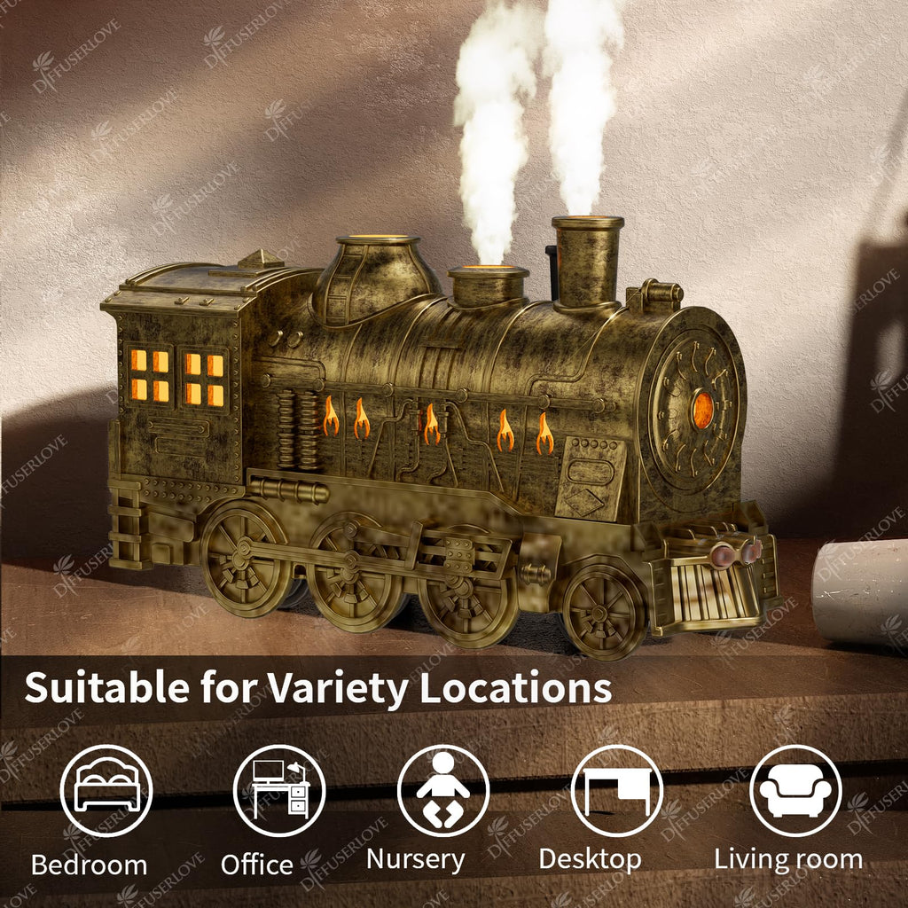 Essential Oil Diffuser Train Cool Mist Humidifier Quiet Aromatherapy Diffuser with Night Light Desk