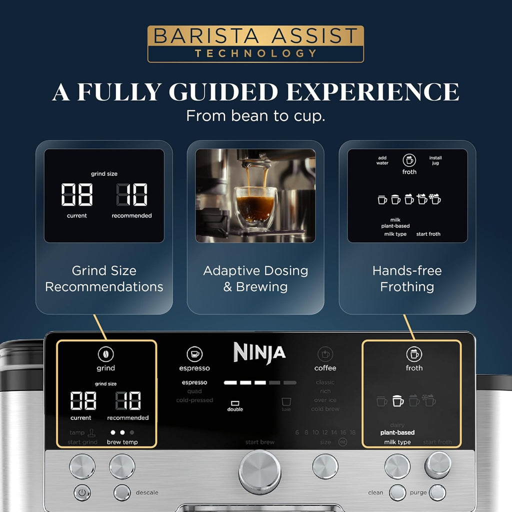 Luxe Café Premier 3-in-1 Espresso Machine, Drip Coffee, & Cold Brew | Built-in Grinder, Hands-Free Milk Frother, and