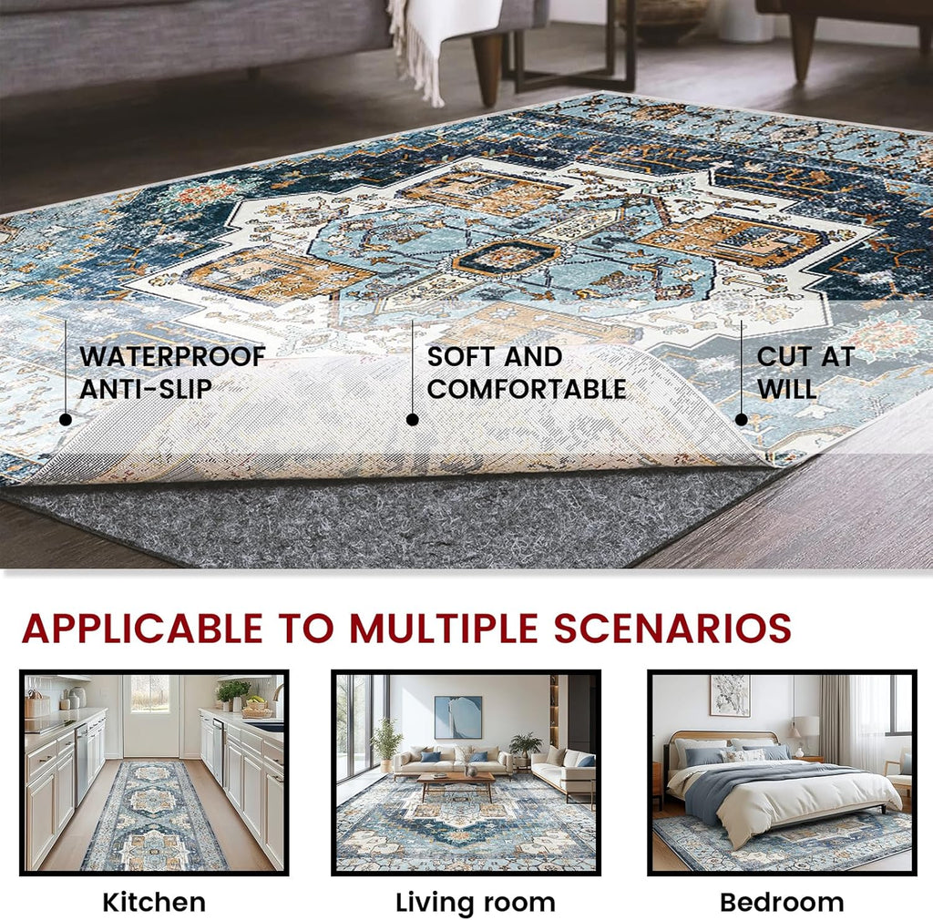 Waterproof Rug Pad, 8x10 ft Area Rug Non-Slip Carpet Pad, Non-Slip Rug Pads for All Floors and Finishes, Felt Pad - Set of 80
