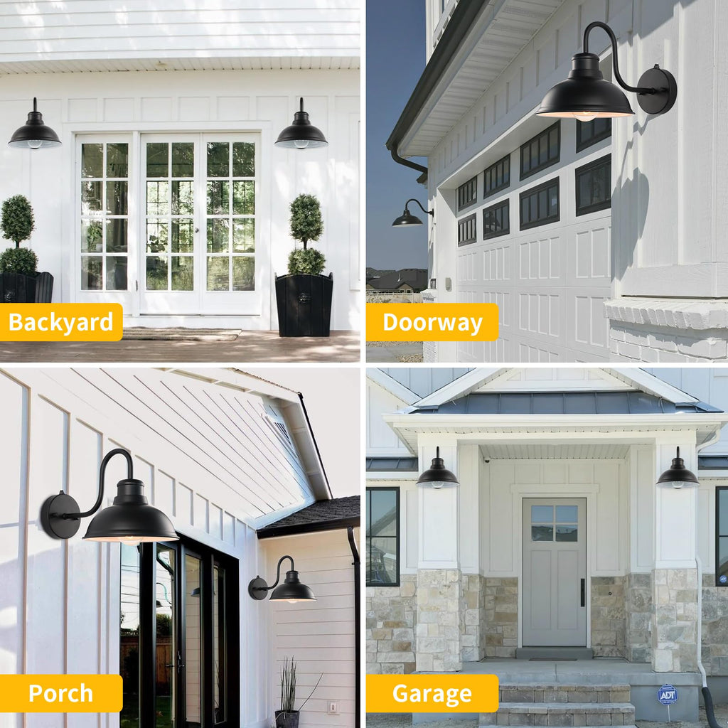 Dusk to Dawn Barn Light Outdoor Sconce 8" Exterior Lighting Fixtures 2 Pack