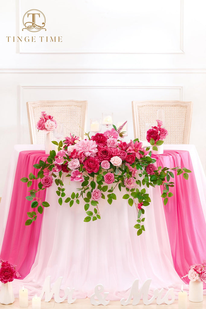 Artificial Sweetheart Flower Swag with Table Cloth and Table Runner, Pack of 3 Floral Arrangement for Wedding