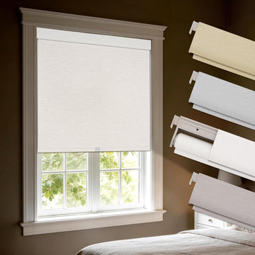 Blackout Roller Shades with Valance,White, | No-Drill Cordless Linen-Like Thermal Insulated Blinds, UV Proetction For