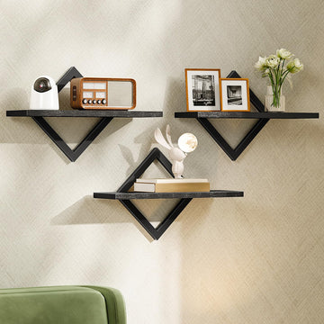 Floating Shelves for Wall, Set of 3, Black