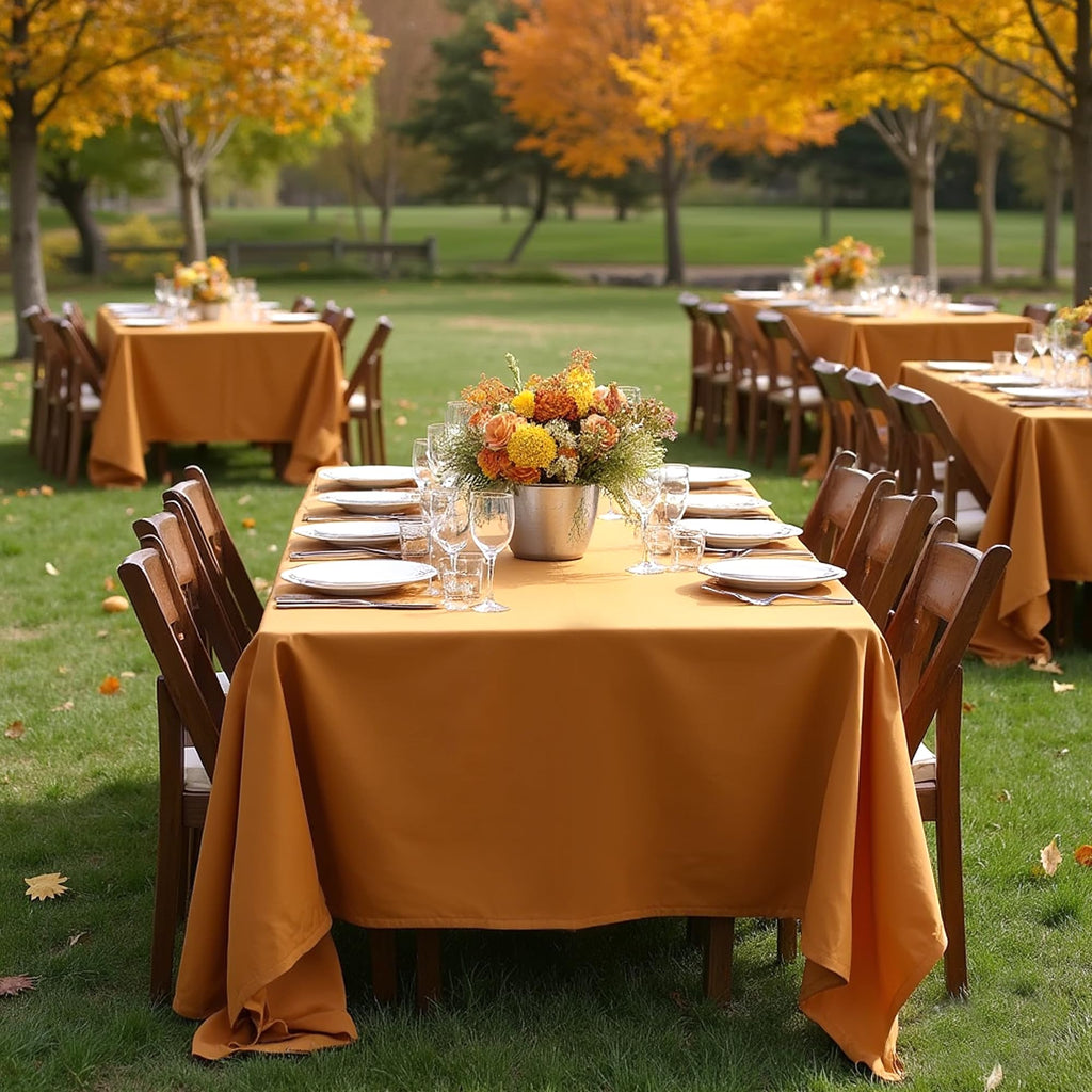 Thanksgiving Tablecloths Rectangular 60x120 Inch, 8 Pack Bronze