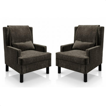 Wingback Accent Chair Set of 2, Mid-Century Chenille Reading Chair