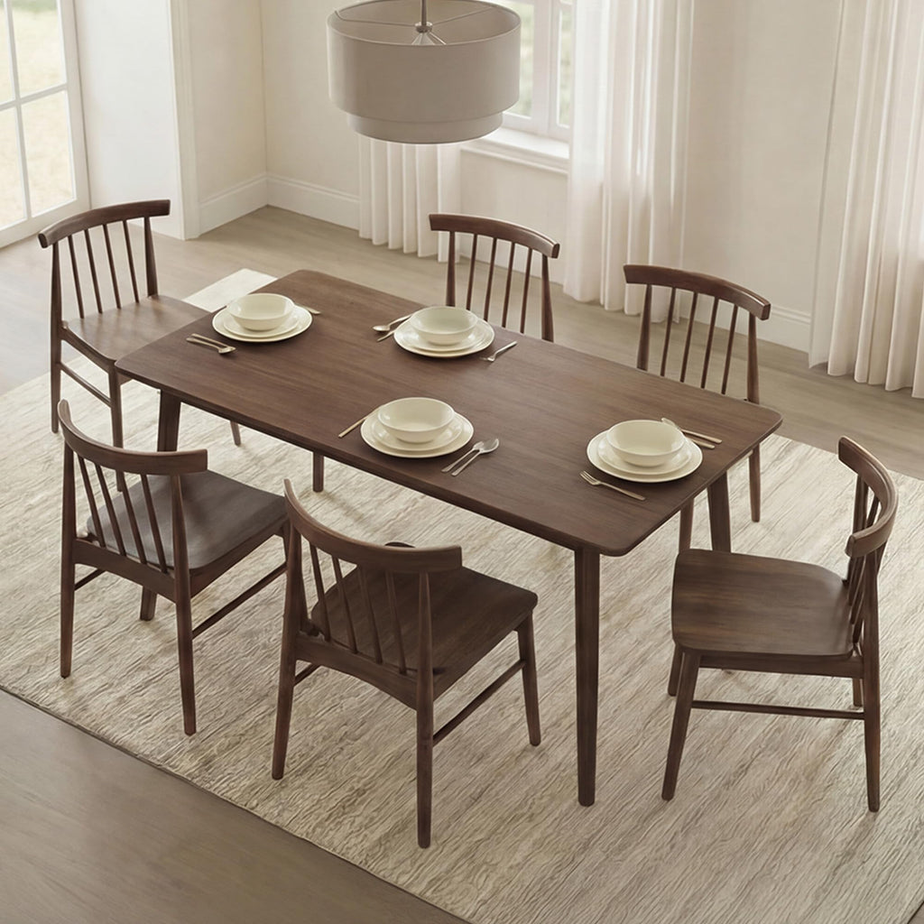 Dining Chairs Set of 2, Solid Wood Frame, Upholstered Seat, Walnut