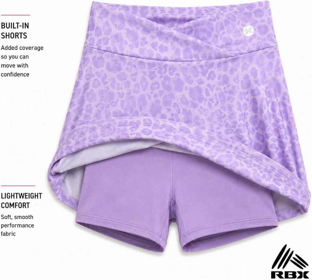 Girls 2 Pack Pleated Skort, Tennis Golf Skirt, Bike Short Lining