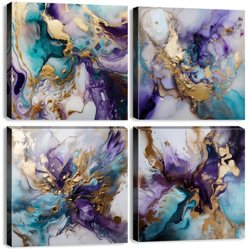 Purple Wall Art Abstract Purple Artwork Bedroom Decor Abstract Marble Canvas Pictures Modern Texture Aesthetic