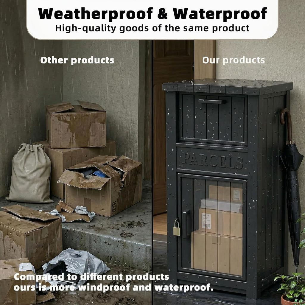 Package Delivery Boxes Theft Waterproof Delivery Boxes Boxes Package Box for Deliveries (Black)