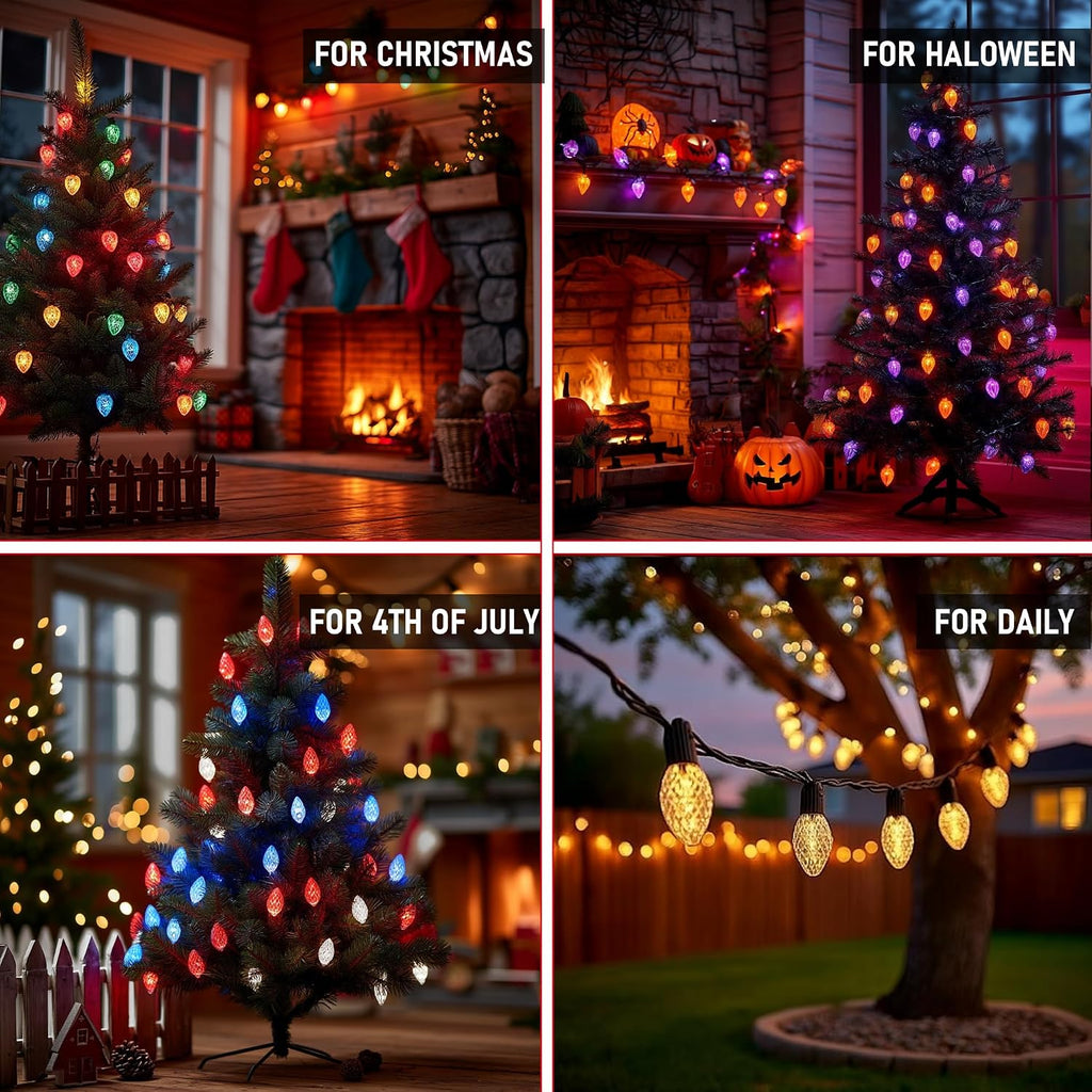 Bright Smart C9 Christmas Outdoor Lights, 100 LED 66 FT RGB String Light with Remote, App Control, Music Sync