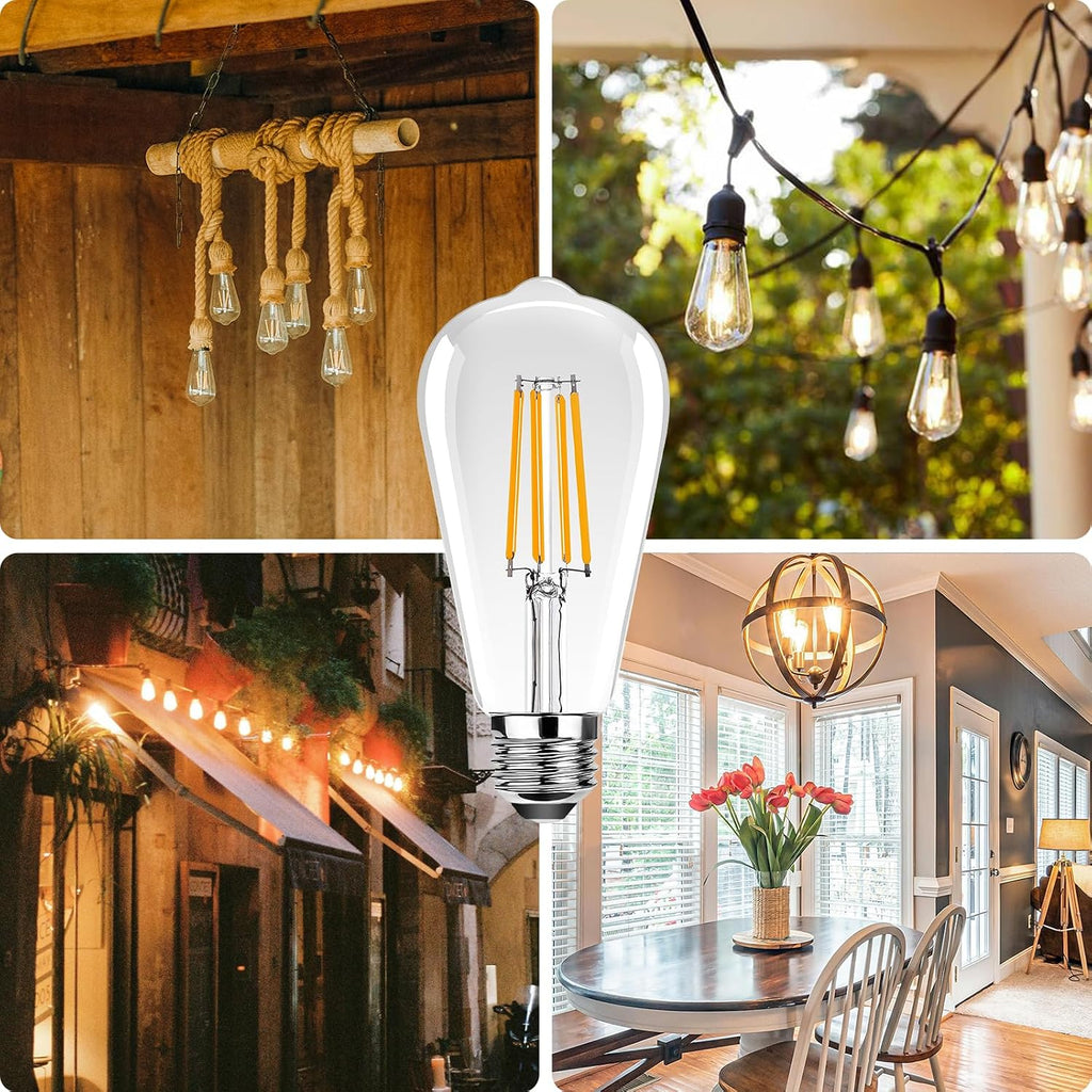 ST19 Vintage LED Edison Bulbs,25W Equivalent Outdoor LED Light Bulbs,Antique LED Filament Bulb E26 Base,2.5W Warm
