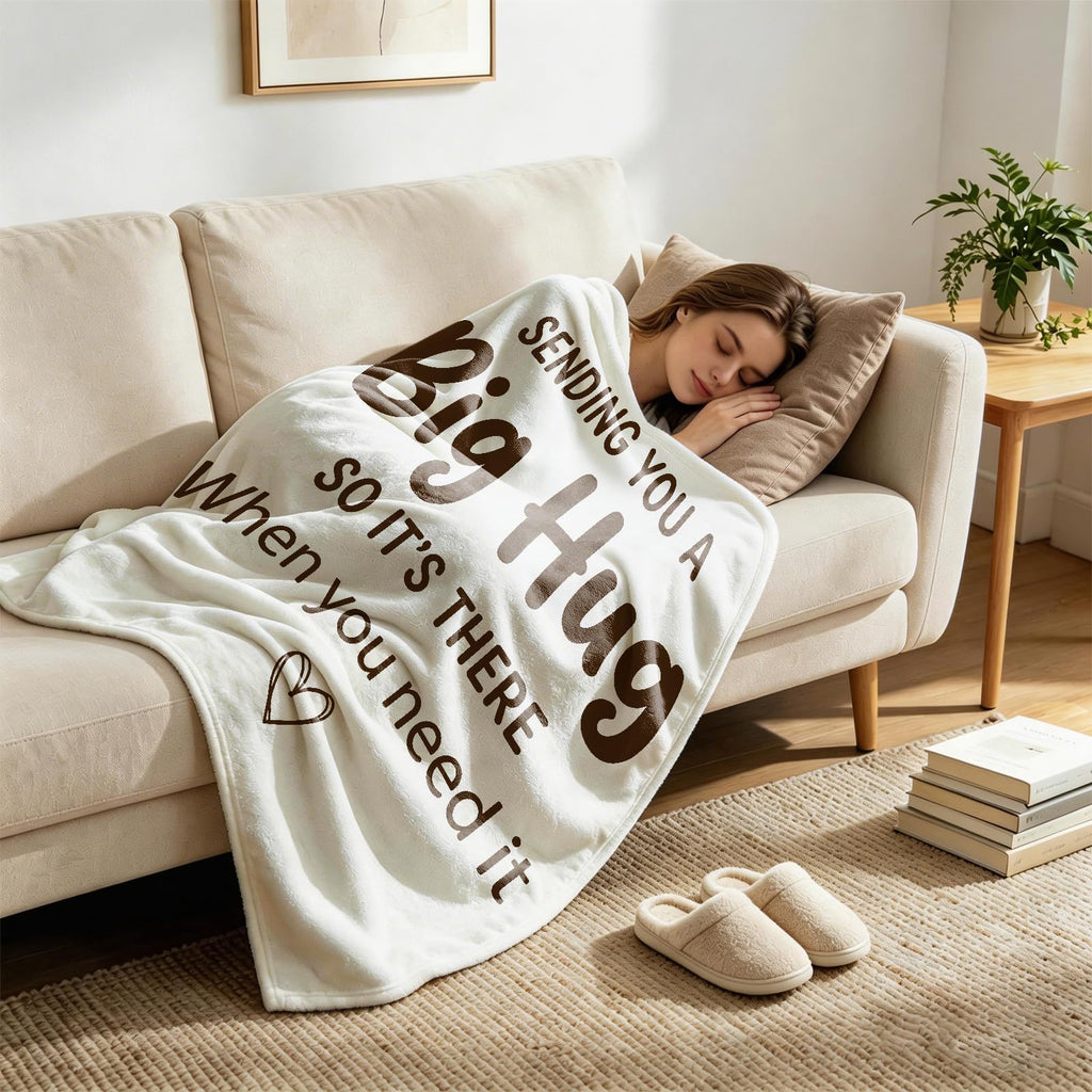 Big Hug Throw Blanket, Inspirational Comforting Sympathy Blanket, Soft Cozy Feel Better Gift Blanket for Couch, Bed