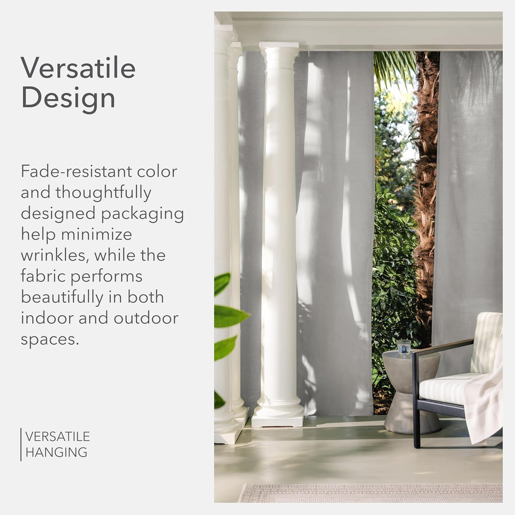 Marx Light Filtering Curtains | 50 in. W X 108 in. L | Gravel | Fade Proof Indoor & Outdoor Drapes with UV Protection