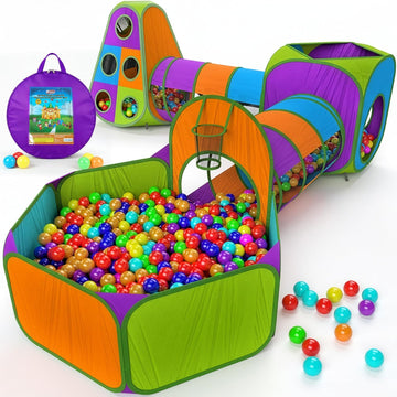 5pc Pop Up Play Tent and Crawl Through Tunnels for Kids w/Carry Bag
