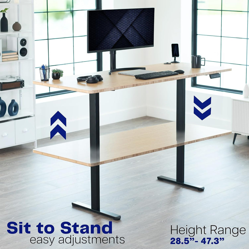Heavy Duty Dual Motor Electric Sit Stand Desk Frame, 220 lbs Capacity up to 77" x 43" Tops, Memory Controller Height