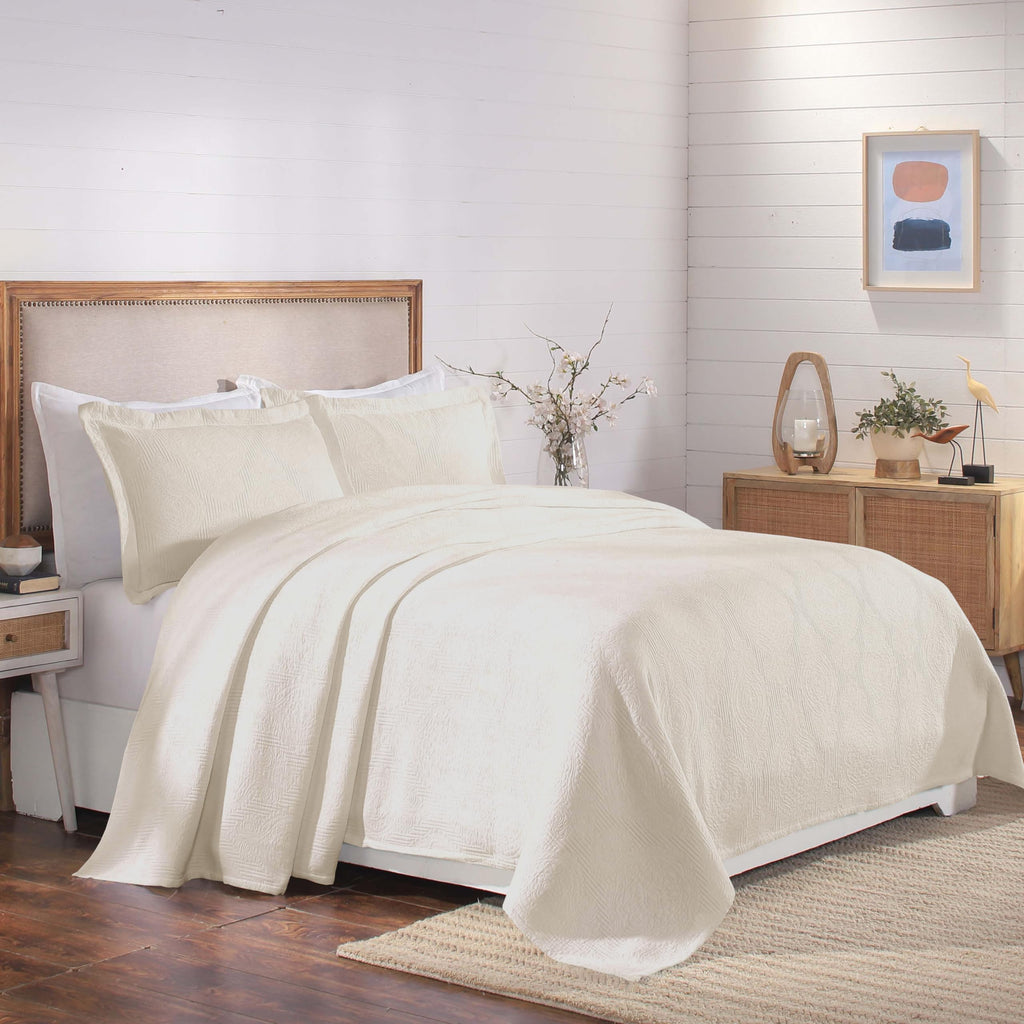 Cotton 3-Piece Bedspread Set, Home Bed Decor, Warm Bedding, 1 Oversized Bedspread, 2 Pillow Shams, Medium Weight