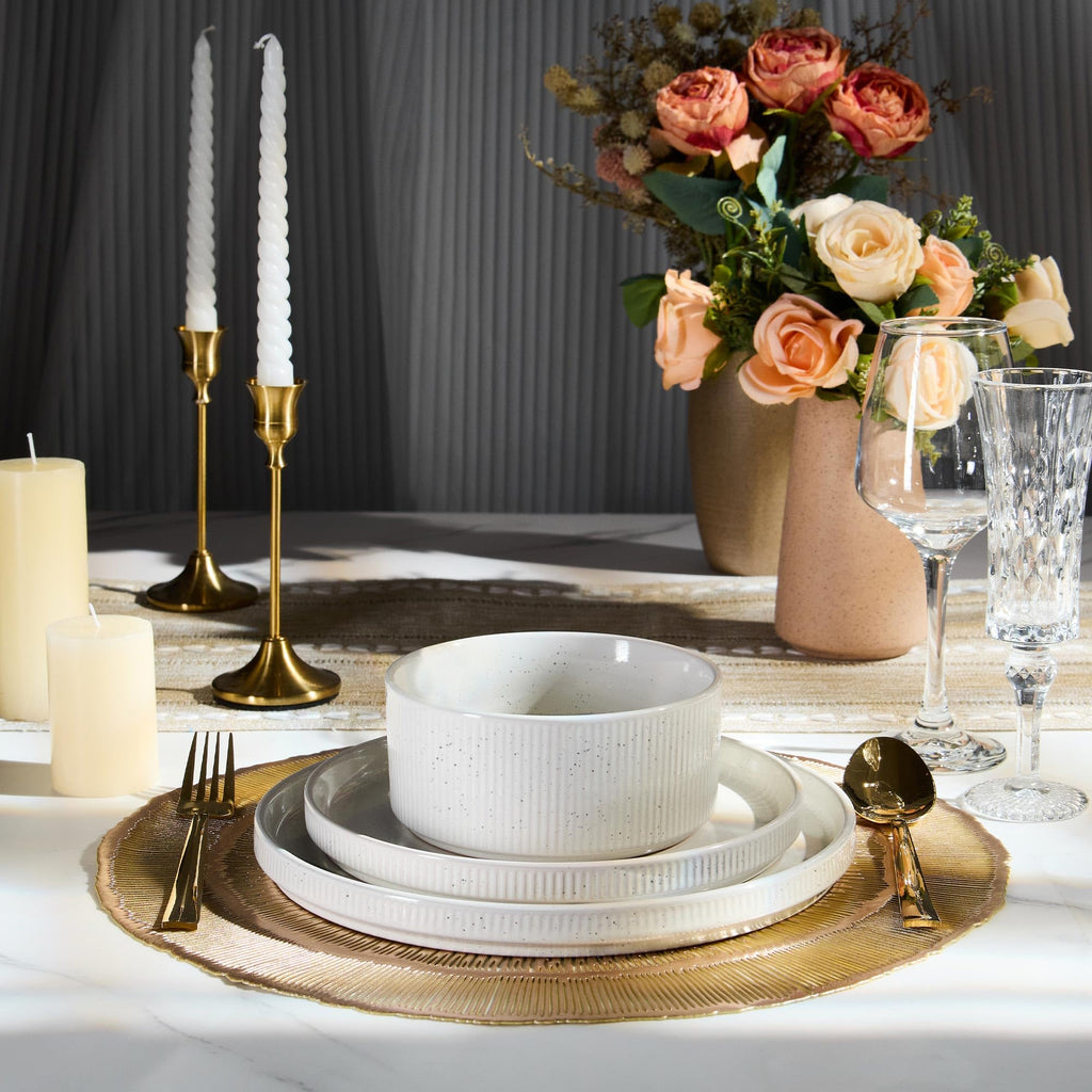 12-Piece Plates and Bowls Sets, Stoneware Dinnerware Dishes Set for 4