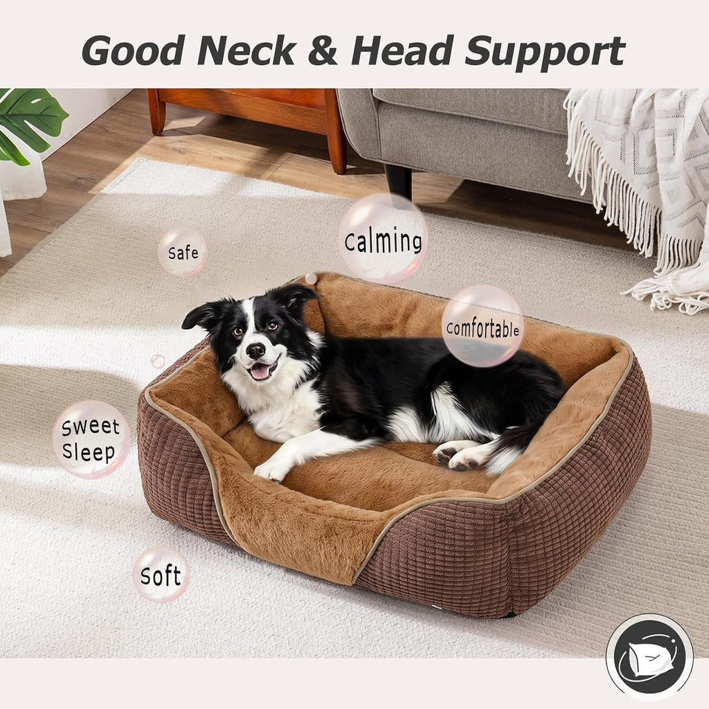 Dog Beds for Medium Dogs Washable, Calming Pet Bed Medium Size Dog, Soft Rectangle Pet Beds Sofa Cuddler, Orthopedic