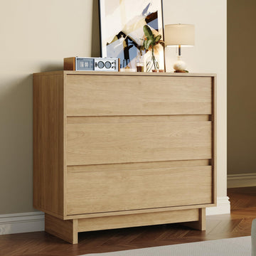 Oak Dresser, 31in Modern 3 Drawer Chest of Drawers