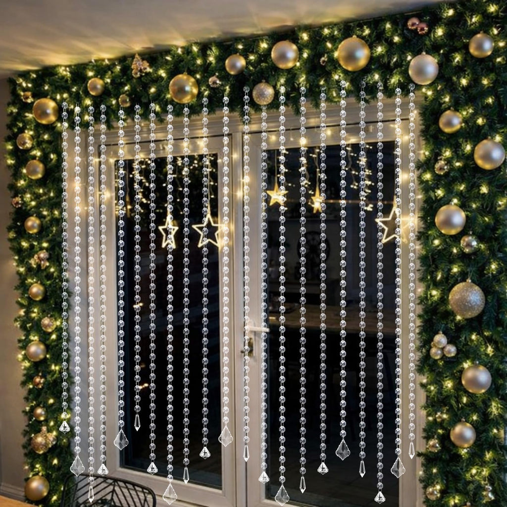 24 Pcs 39 Inch Clear Acrylic Christmas Crystal Garland Strands