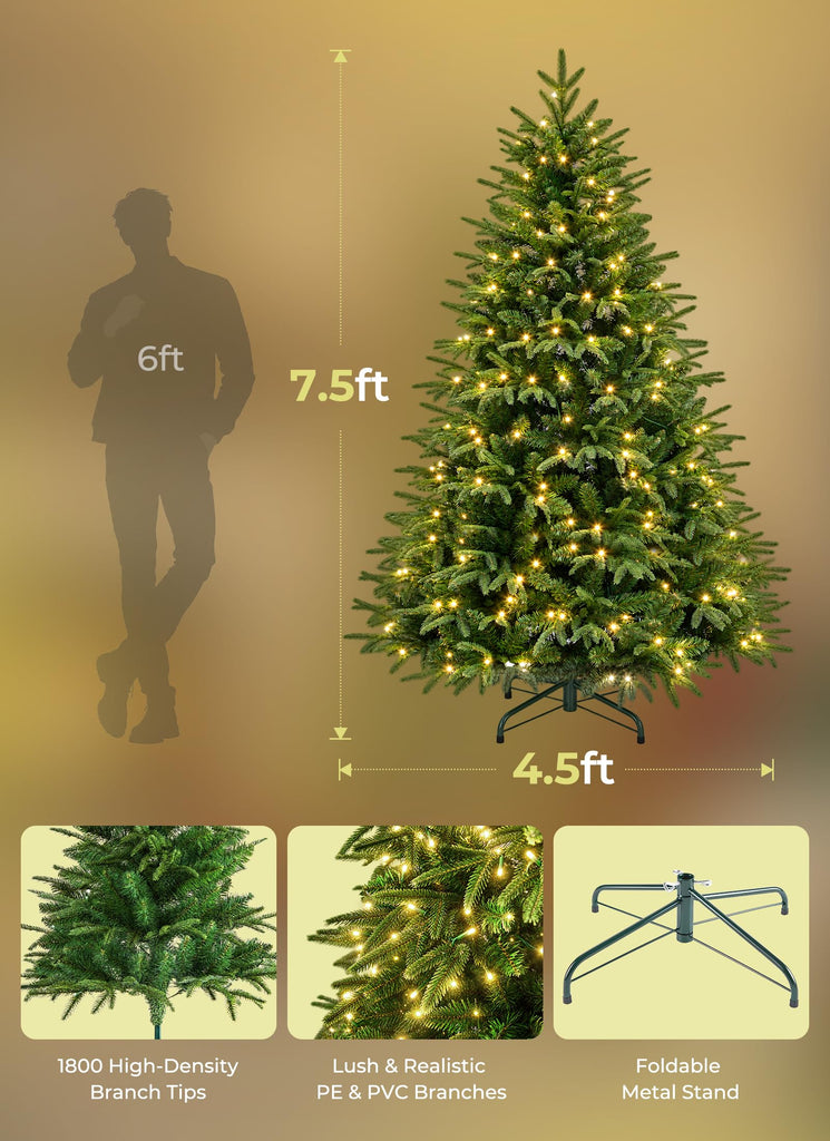 7.5-ft Smart Prelit Christmas Trees with 400 LED Lights, App Control