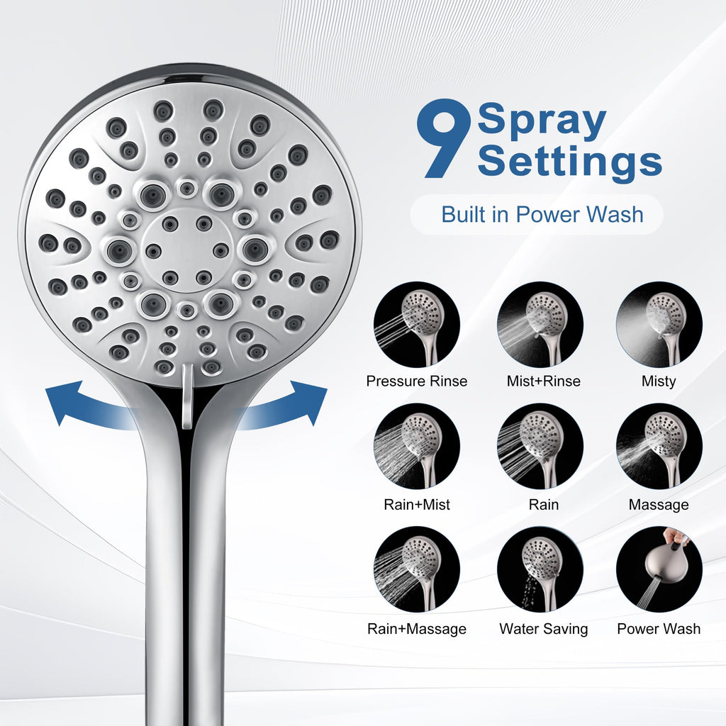 Rain Shower Head with Handheld Combo, Dual Shower System with Slide Bar, Rain Shower System, Adjustable Height, Brass