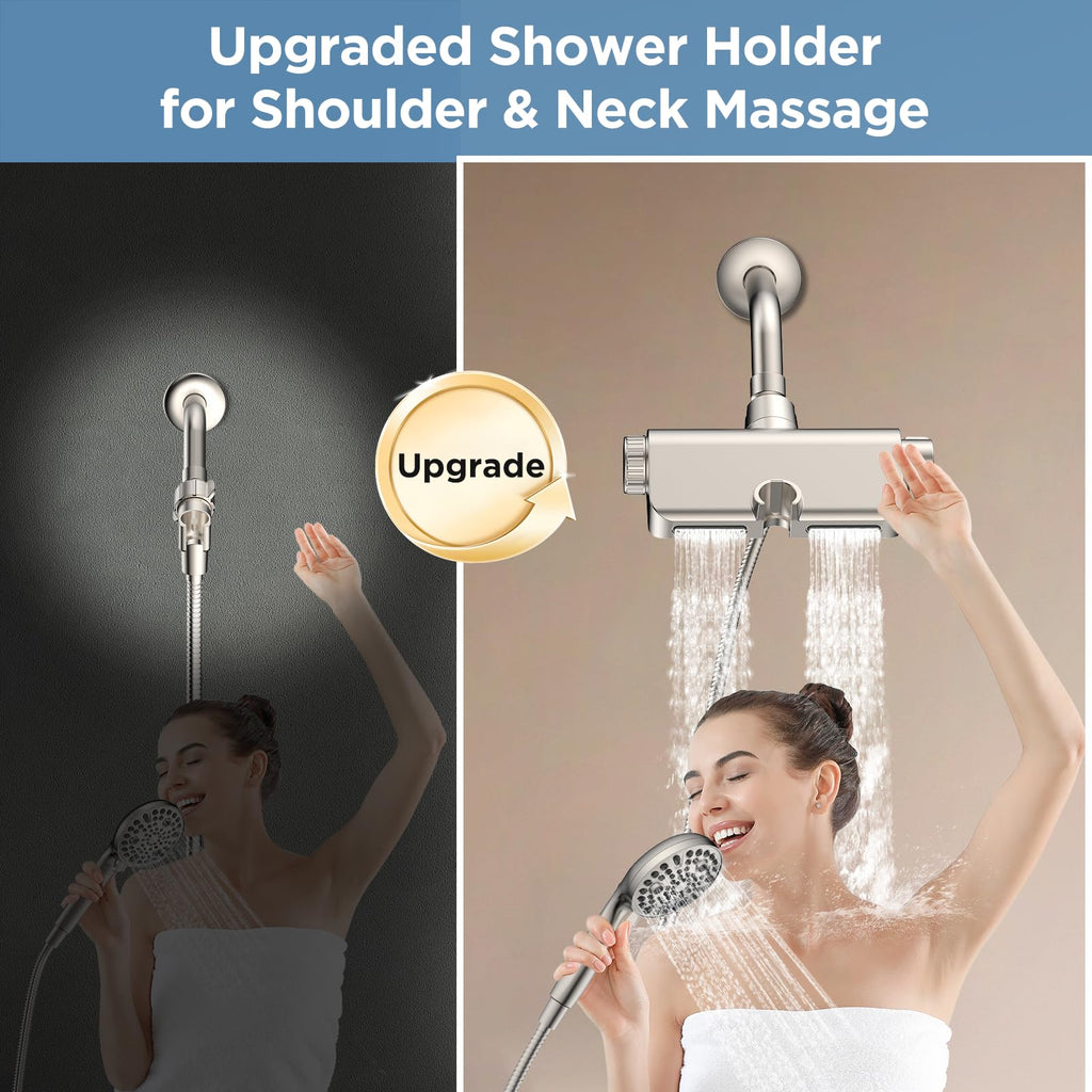 Filtered Shower Head with Handheld Combo Brushed Nickel - Dual 2-in-1 Spa System with Massage Shower Head and 10