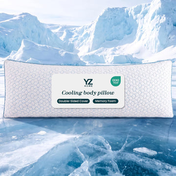 Cooling Body Pillows for Side Sleeper, Double Sided for Hot Sleepers, Firm Shredded Memory Foam Long Pillow for Bed