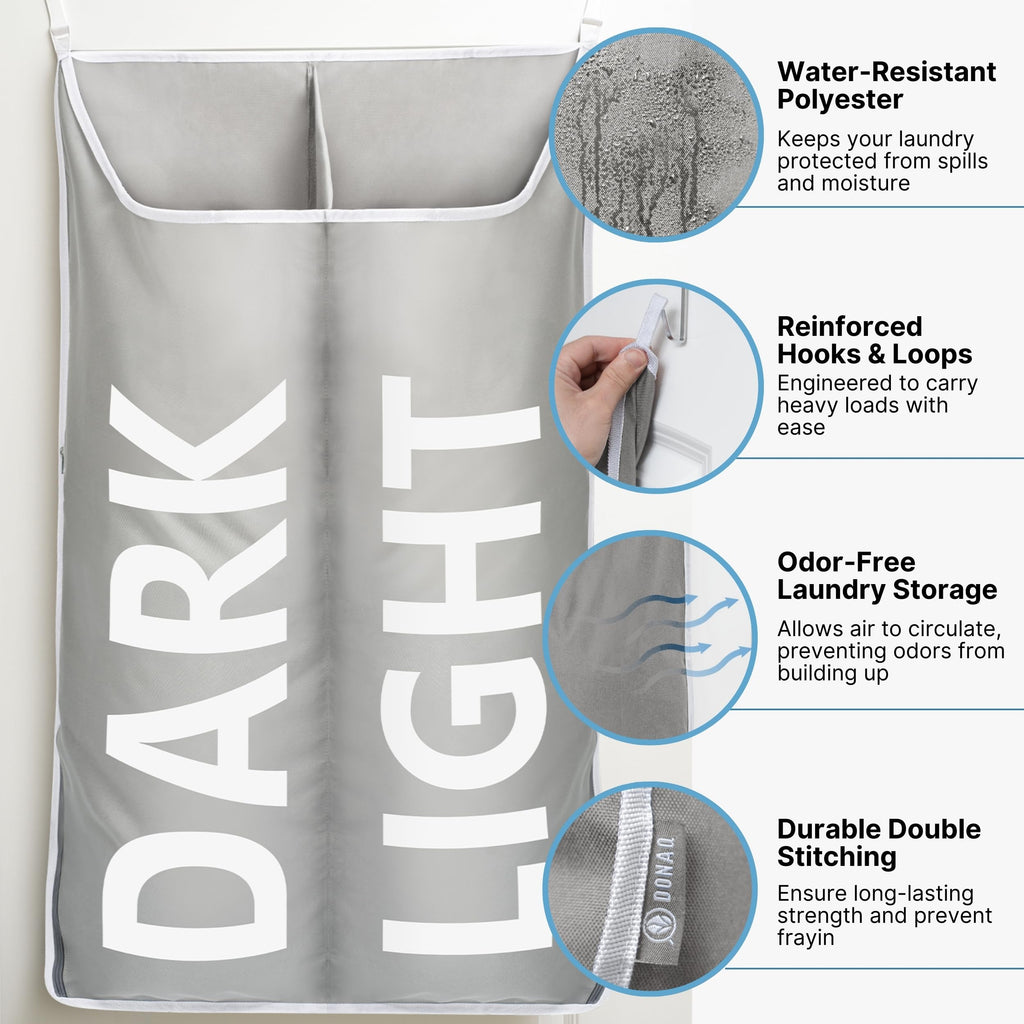 Hanging Laundry Hamper Bag XL 40x22", Space Saving over the Door Storage Bags, Behind the Door Hampers for Dirty